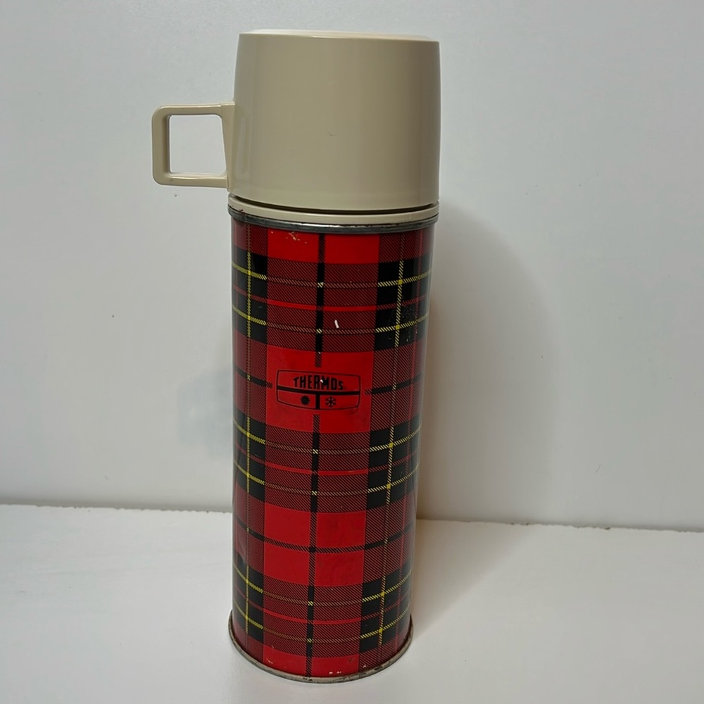 Vintage 1973 Aladdin Plaid Thermos